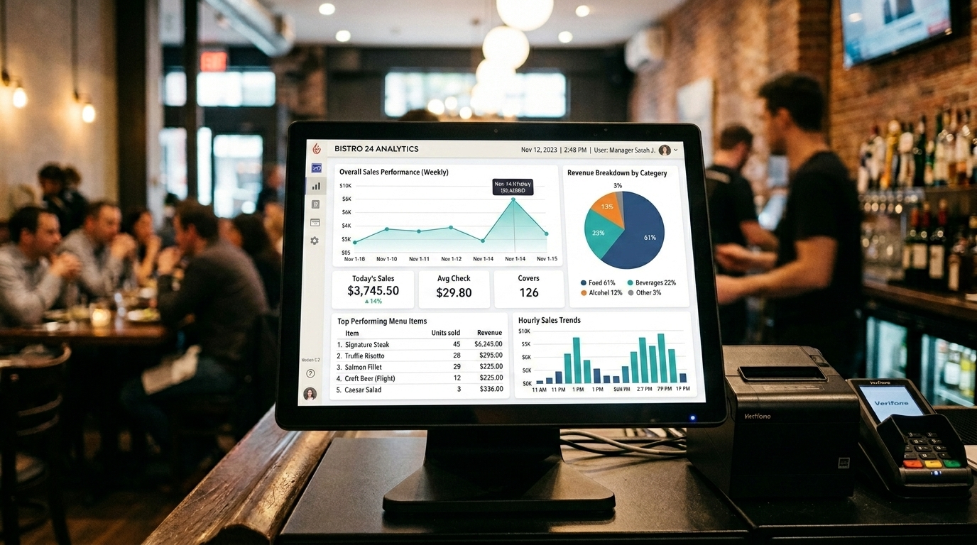 Restaurant POS terminal display
